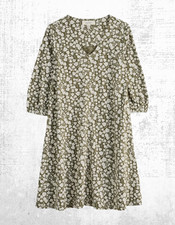 Womens Seasalt Wing 3/4 Sleeve Jersey Dress in Green Wall Floral (Defect)