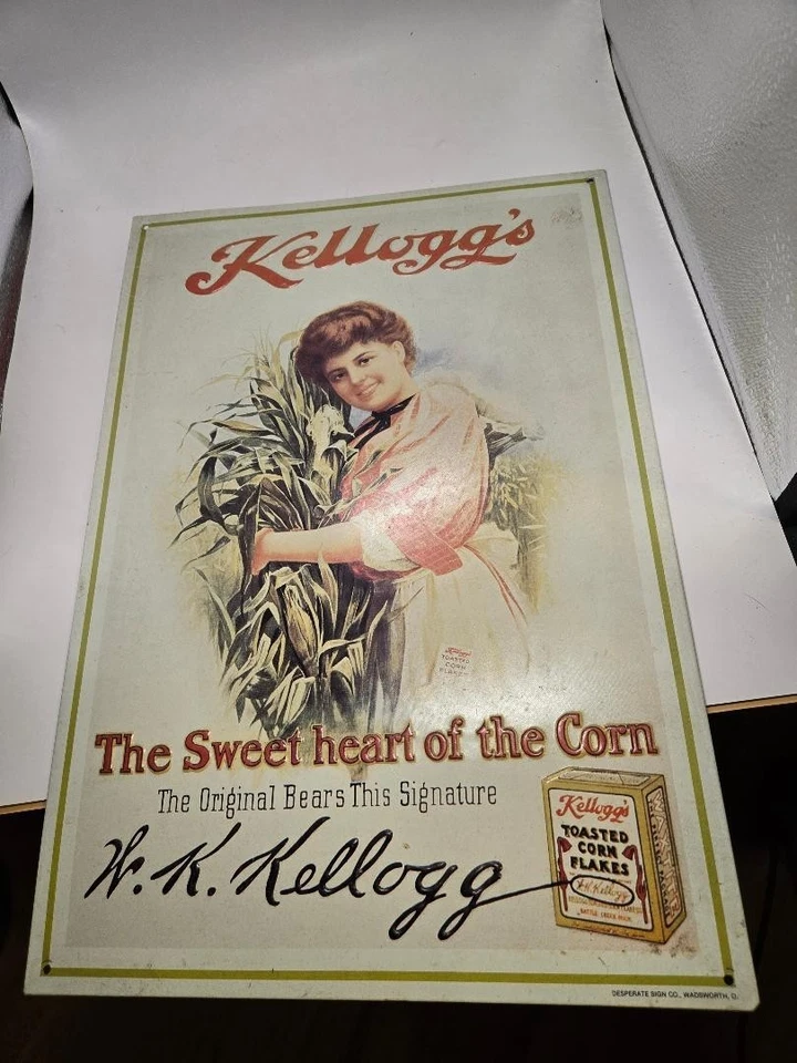 REPRODUCTION TIN SIGN FEATURING VINTAGE KELLOGGS CORN FLAKES - Image 3 of 3