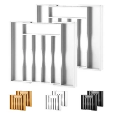 2-Piece Expandable Bamboo Kitchen Drawer Organizer for Cutlery and Utensils, ...