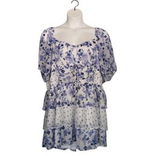 ARULA Altered State Mia Blue Floral Tiered Mini Dress Womens Plus size 3X NWOT