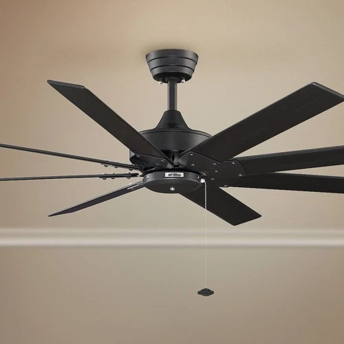 63" Fanimation Levon Black Eight Blade Indoor Pull Chain Ceiling Fan - Picture 1 of 3