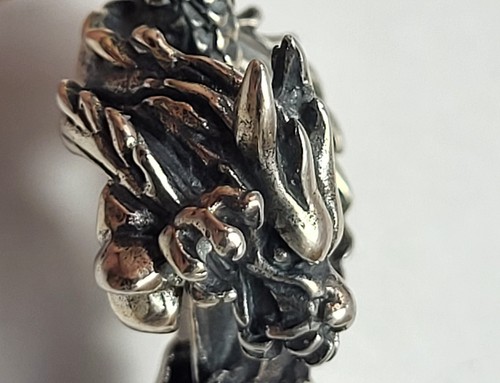 VTG Large Dragon Cross Pendant Sterling Silver 925 Regal Crown - Picture 17 of 18