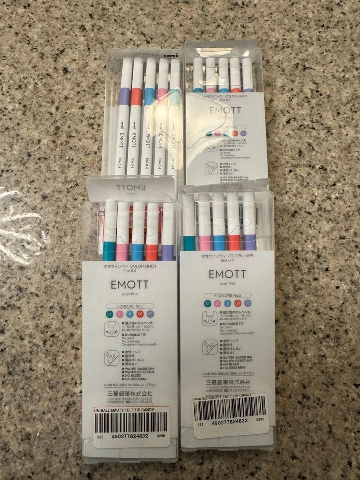 uni EMOTT Fineliner Marker Pens, Fine Point, 0.4 mm, 5 Count Lot of 4 Packs - Image 2 of 2