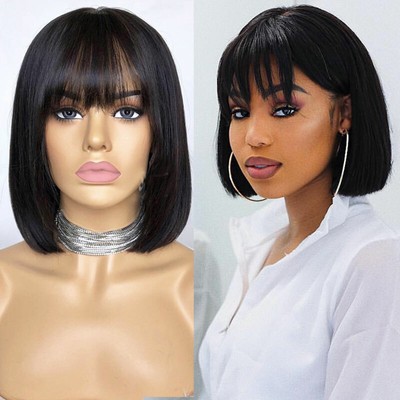 Peruvian Remy Human Hair Wigs Fringe 