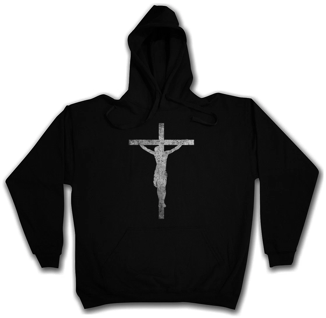 JESUS CROSS HOODED SWEATSHIRT HOODIE Christ Jesus Messiah Religion Christianity