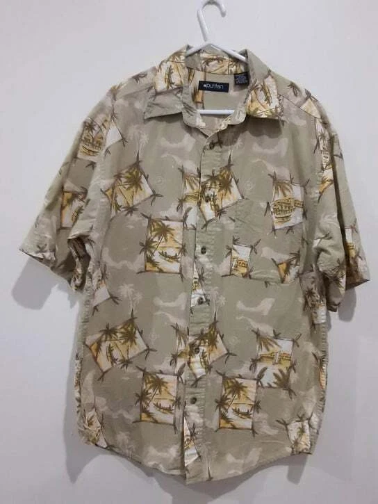 PURITAN Shirt Mens Medium Button Up Hawaiian Shirt Vintage Multicoloured