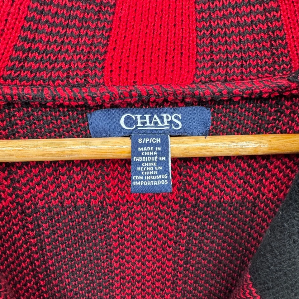 Chaqueta Suéter Chaps Para Hombre S Roja Negra Búfalo Cuadros Algodón Tejido Chal Cuello Foto 4 de 4