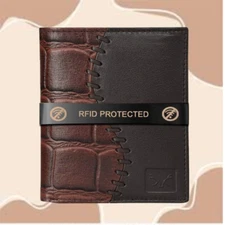 AL FASCINO Leather Brown  Wallets with coin & RFID Protected,Card Holder for Men