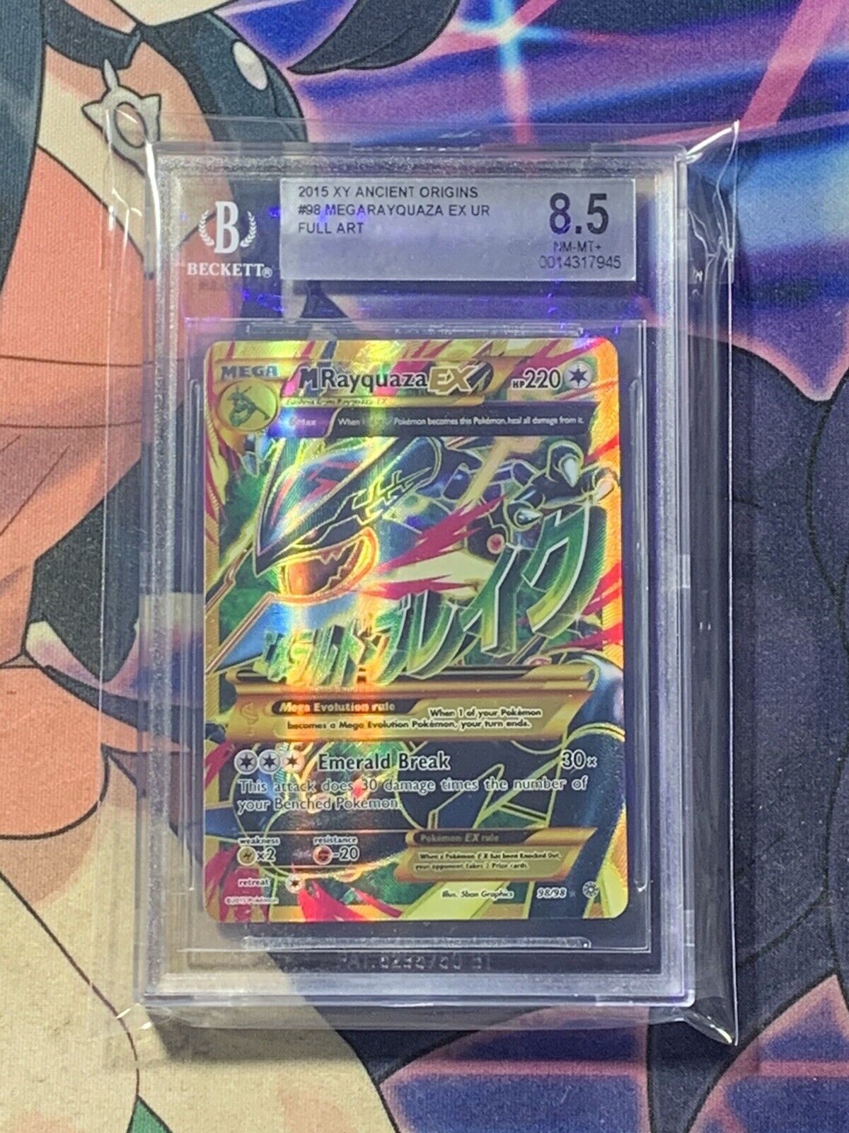 Mega M Rayquaza EX PSA 9 Shiny XY Ancient Origins 98/98 Pokemon Full Art  English