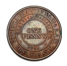 One Penny Copper Token St Lawrence Chapter No 24 Potsdam Ny Ram Chartered 1809 Ebay
