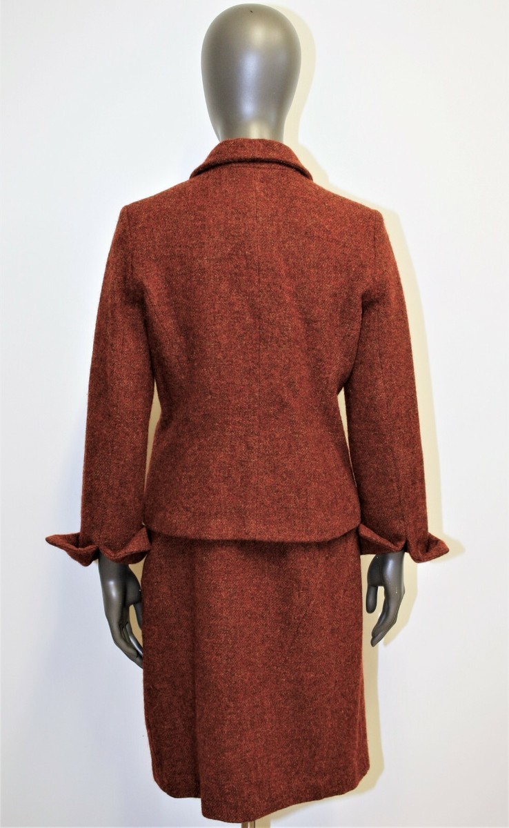 Tailleur Veste/Jupe CACHAREL Vintage 80s 100% laine rouille T38