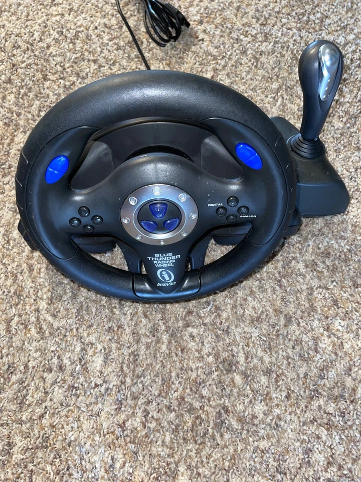steering wheel playstation ps2 1 one blue thunder racing ernhardt shifter pedals Foto 2 de 4