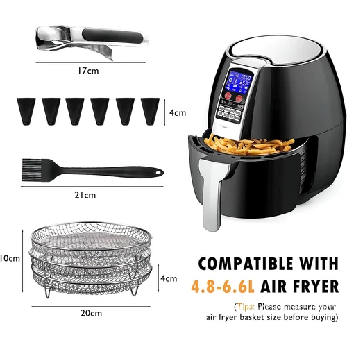 3 Layer Air Fryer Rack 304 Stainless Steel Dehydrator Rack Basket Tray for Ninja - Picture 6 of 8