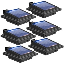 6 Pack Solar Powered Fence Lights 40 LEDs Warm White Gutter Lights Waterproof 