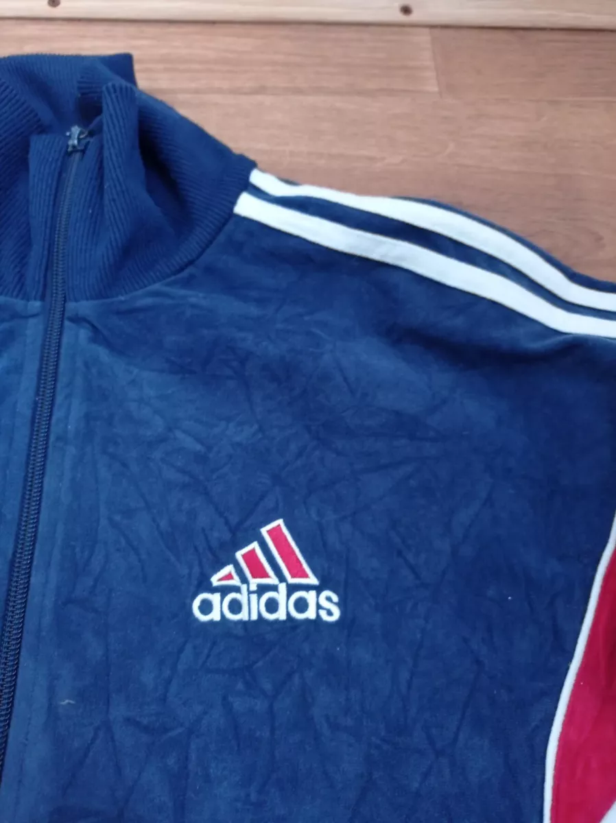 ADIDAS VTG VINTAGE 80s 90s VELVET VELOUR TRACK JACKET FULL ZIP MENS M D5 F  174