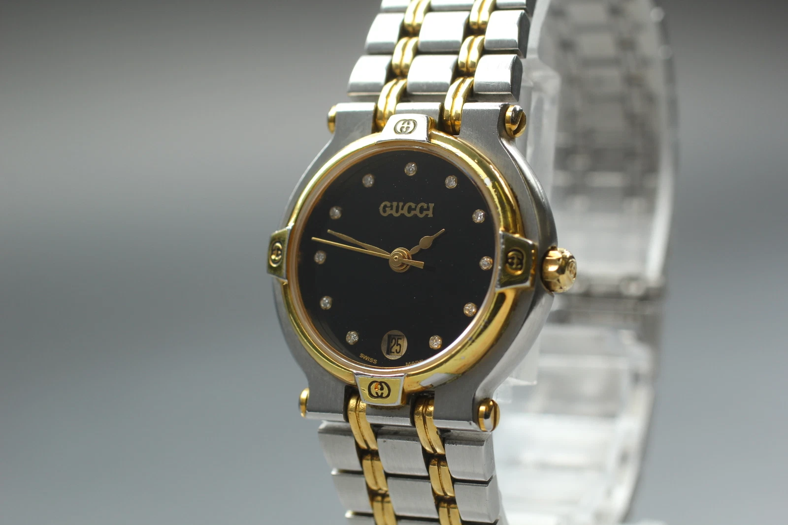 [QUASI NUOVO] GUCCI 9000L Combi Diamond Markers Qz Orologio Donna dal GIAPPONE Y615