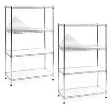 Chrome 4-Tier Carbon Steel Wire Garage Storage Shelving Unit NSF Certified (2-Pa