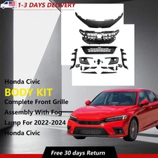 Complete Front Grille Assembly With Fog Lamp For 2022 2023 2024 Honda Civic