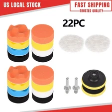 3" Car Buffing Pads Polishing Sponge Set 22pc Waxing Foam Polisher Kit for Drill