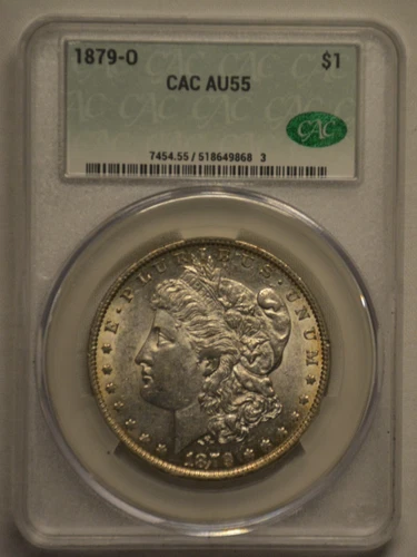 1879-O Morgan silver dollar. Graded at AU 55 CAC!