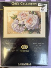 Dimensions Gold Collection Counted Cross Stitch PATTERN ONLY White Roses RARE