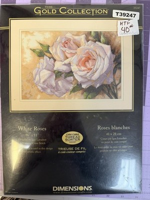 Dimensions Gold Collection Counted Cross Stitch PATTERN ONLY White Roses RARE 