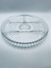 Divided Relish Tray Clear Glass Vintage Serving Dish 4 Sections