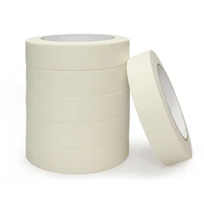 Masking Tape 1 inch 55 Yards 6 Pack Versatile Adhesive 1 inches, white 