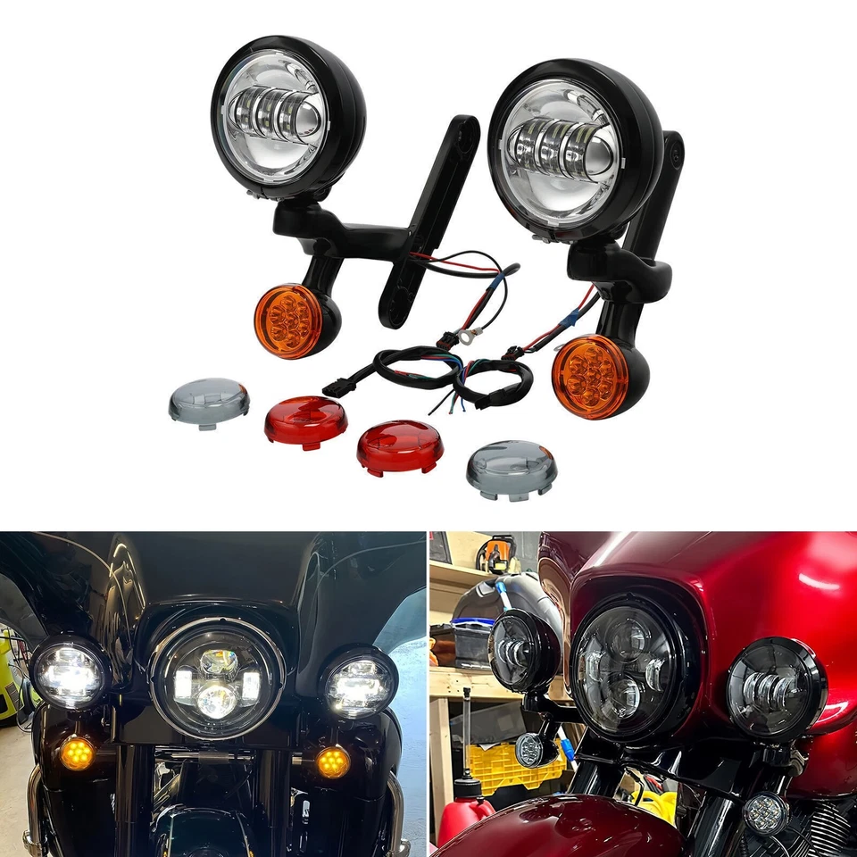 LED Spot Fog Light Turn Signal Assembly Fit For Harley Street Glide 1994~2023 US - Image 2 of 4