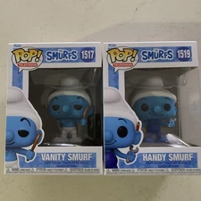 Funko Pop! Vinyl: The Smurfs - Vanity Smurf #1517 & Handy Smurf 1519 Lot of 2