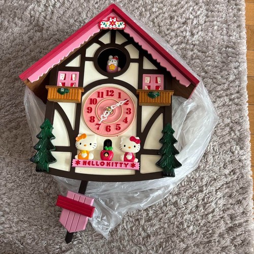 Sanrio Hello Kitty Wooden Wall Clock Cuckoo Pendulum Vintage New From Japan Rare