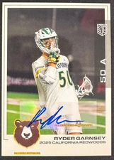 2025 PREMIER LACROSSE LEAGUE PLL RYDER GARNSEY AUTO #102 CALIFORNIA REDWOODS!