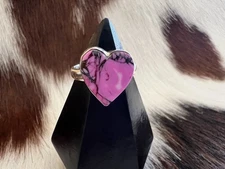 Cherry Blossom Kingman Turquoise 925 Heart Ring Navajo  Style 4.1 Gram Size 7.25