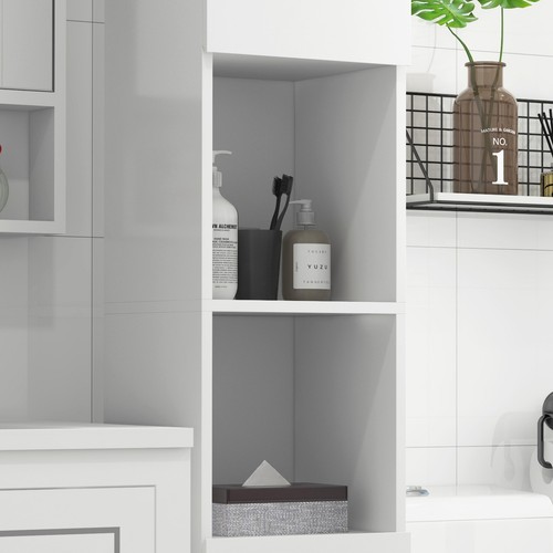 kleankin High Gloss Bathroom Floor Cabinet Storage Cupboard with Doors - Picture 7 of 9