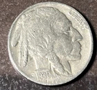 1930 Buffalo Indian Head Nickel Coin, 5 Cents, VF+ Condition
