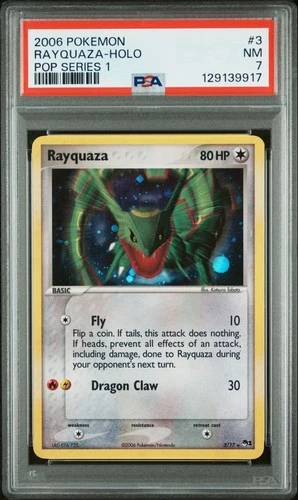 2006 POKEMON POP SER 1 #3 RAYQUAZA-HOLO PSA 7