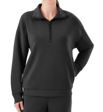 Member's Mark Women's Moisture Wicking Sandwash Quarter Zip Pullover Black