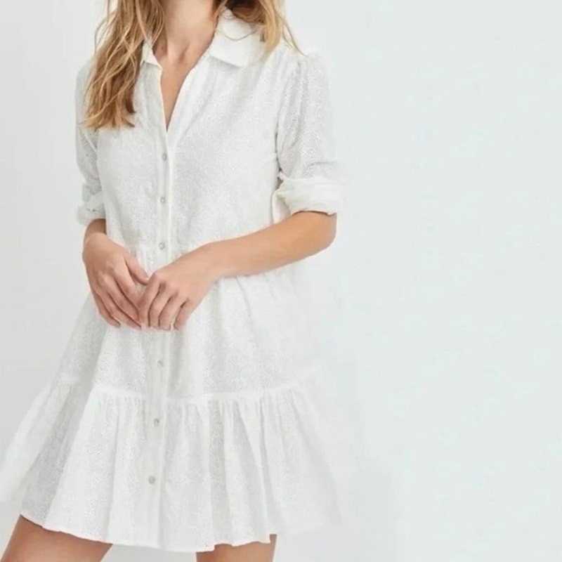 Veronica Beard Atari Eyelet Tiered Mini Dress View 2