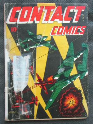 CONTACT COMICS #3, 1944 AVIATION PRESS, L.B. COLE CVR, RUDY PALAIS ART, MSG BACK