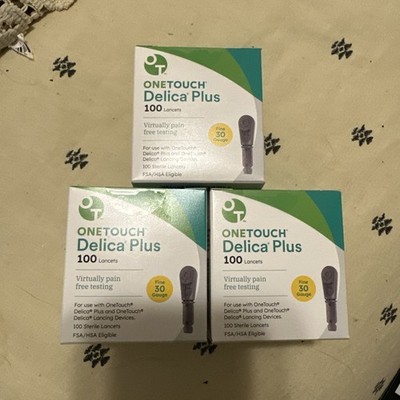 300-ONE TOUCH DELICA PLUS 30 GAUGE LANCETS (3 Boxes 100) EXP 5/31/2030