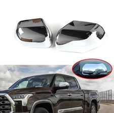 2pcs Chrome Door Mirror Covers Fits 2022-2024 Toyota Tundra 3.4L Rear View Side