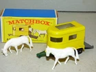Matchbox Lesney 43 Pony Trailer yellow with green base plate & 2 horses