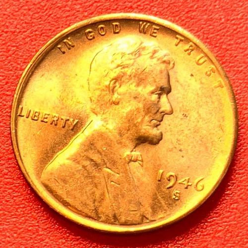 1946-S Lincoln Wheat Cent Penny GEM RED BU From an Original Bank Roll