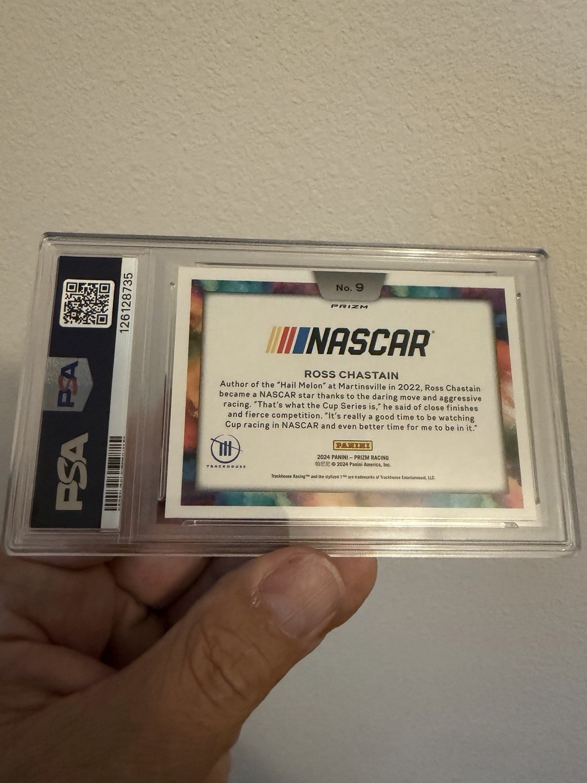 2024 Panini Prizm Nascar Color Blast Ross Chastain #9 PSA 10 view 2
