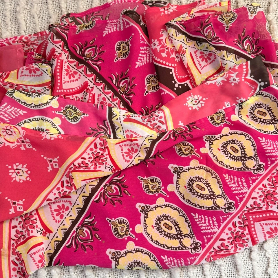 Falda midi Grace Elements estampado cachemir boho rosa amarillo para mujer talla 12 hippie Foto 4 de 4