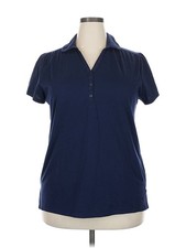 Just My Size Women Blue Short Sleeve Polo 2X Plus