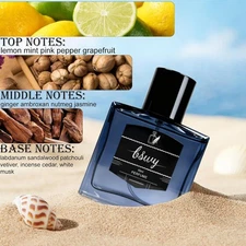 Men's Woody Aromatic Cologne 50ml - Long Lasting Fresh Citrus & Amber Scent