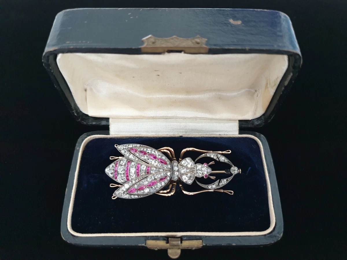 FABERGE Brooch Antique Imperial Russian 56 Gold 14K Ruby Romanov