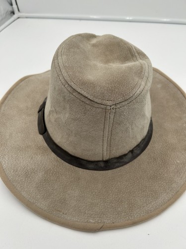 Vintage USA Genuine Beaver Brand Leather Outback Hat Sz M Tan Brown Banded 10” - Picture 6 of 10