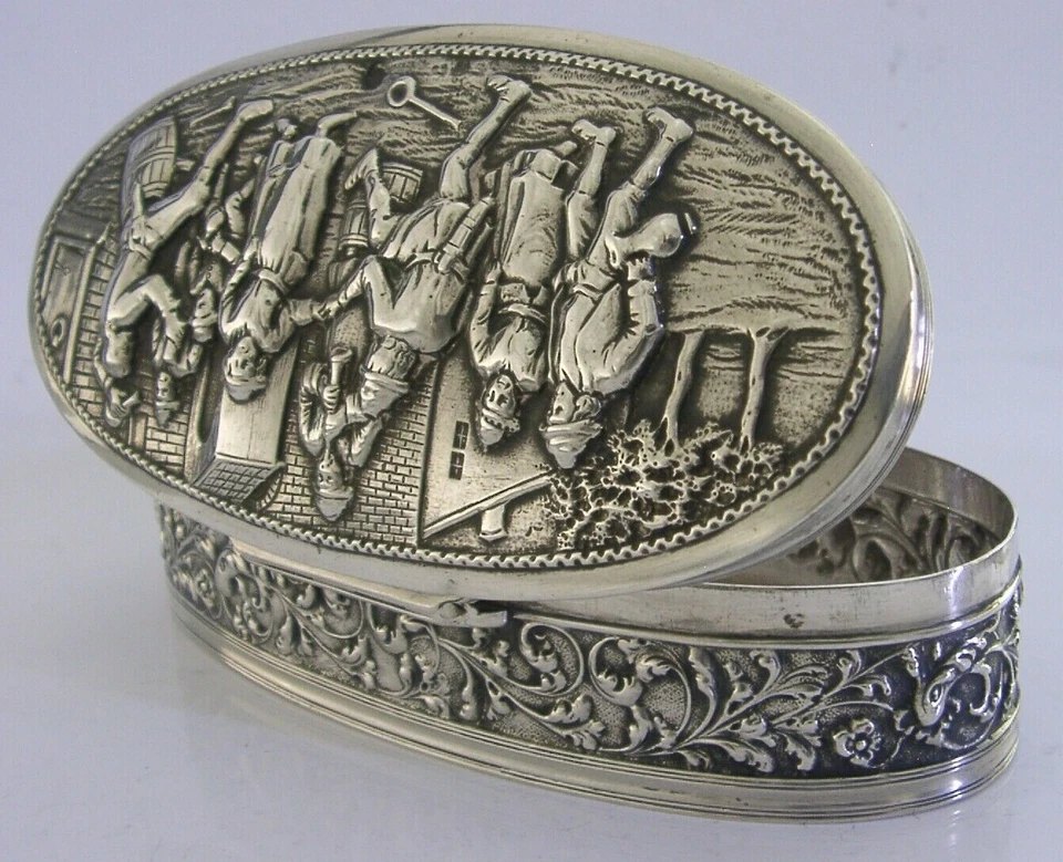 RARE LARGE DUTCH SOLID SILVER TABLE TRINKET DESK BOX 1914 ANTIQUE 162g - Image 4 of 4